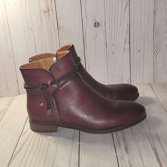 Pikolinos Royal NAW4D-8908 Garnet Leather Ankle Booties Boots sz 36 - Picture 2 of 12